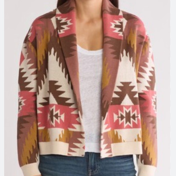 Lucky Brand Women’s Ikat Open Front Cardigan Sweater - Picture 2 of 7